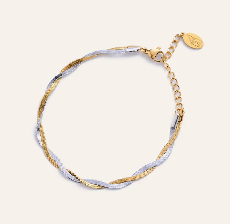 mixed metal herringbone bracelet