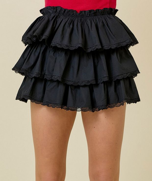 tiered lace ruffle skort