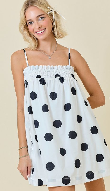polka dot tube mini dress