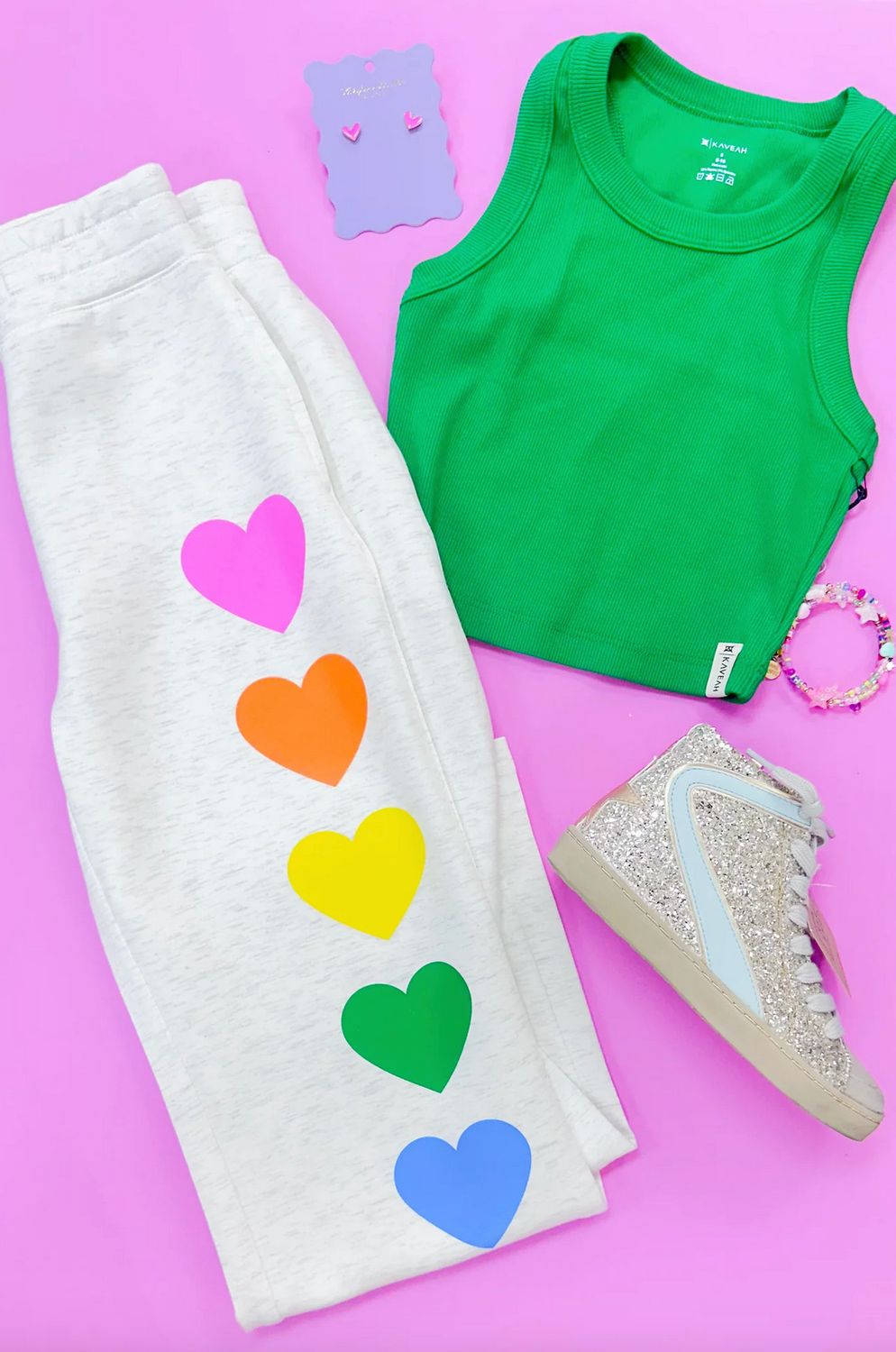 cloud rainbow hearts pant