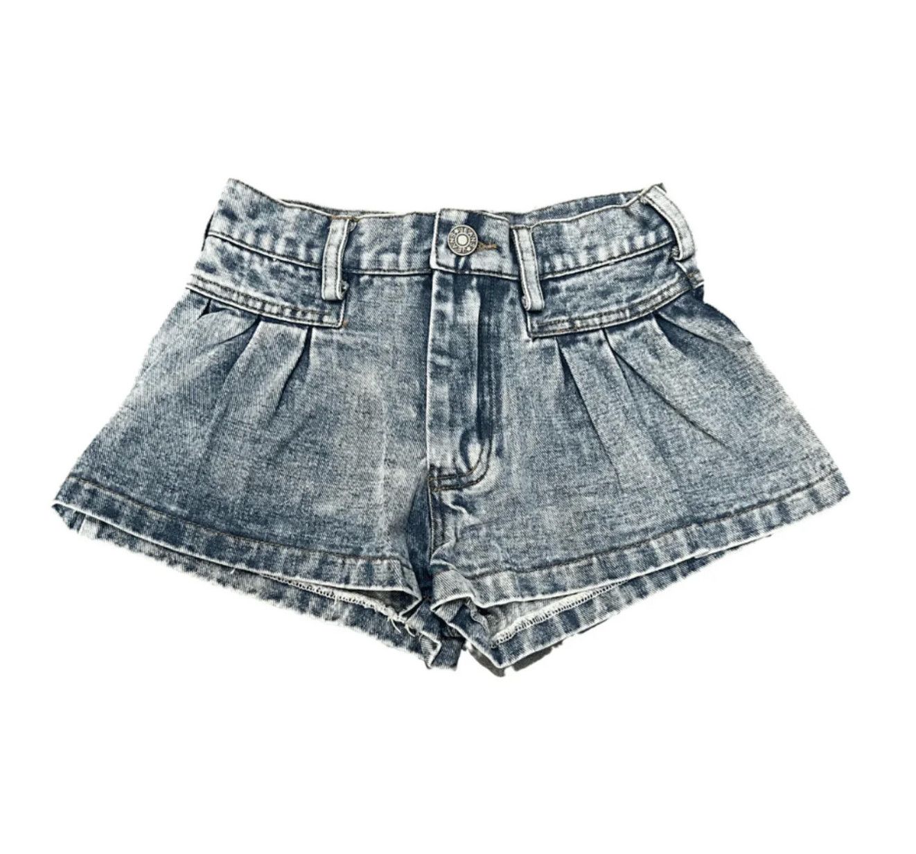 denim drop pleat short