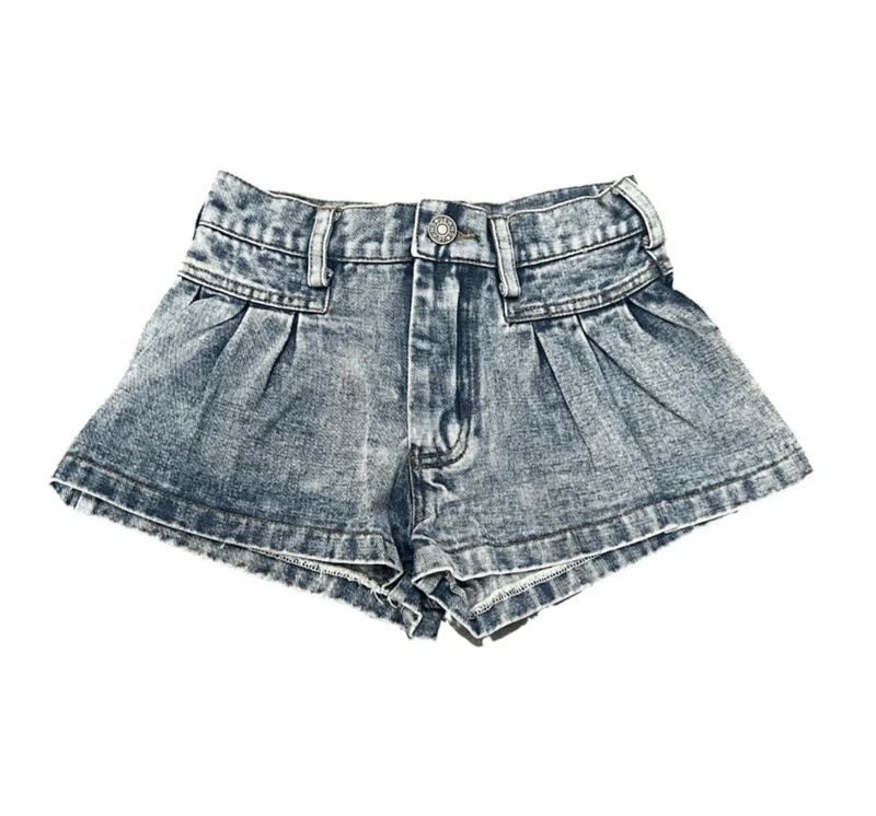 denim drop pleat short