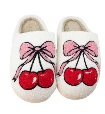 cherry bow slippers
