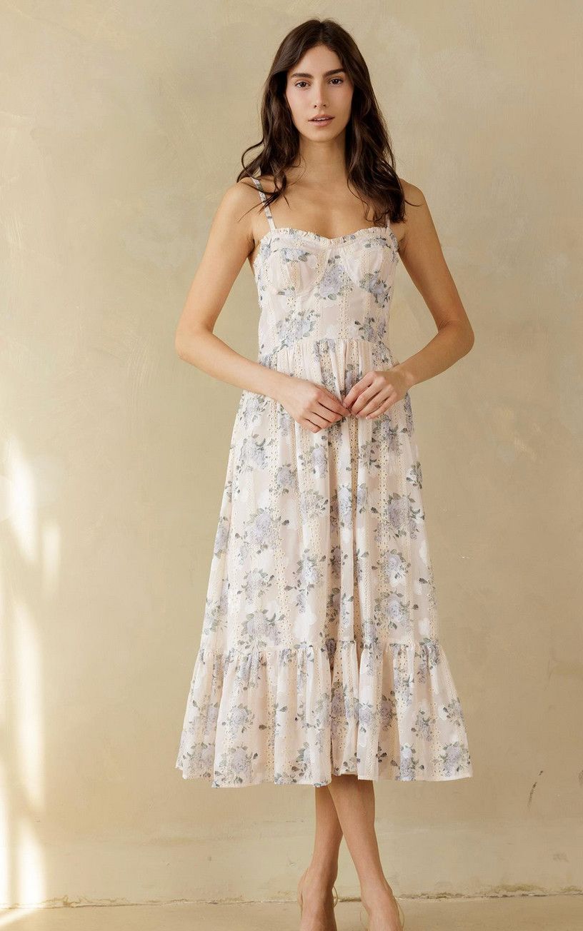 lizzie blush floral midi dress