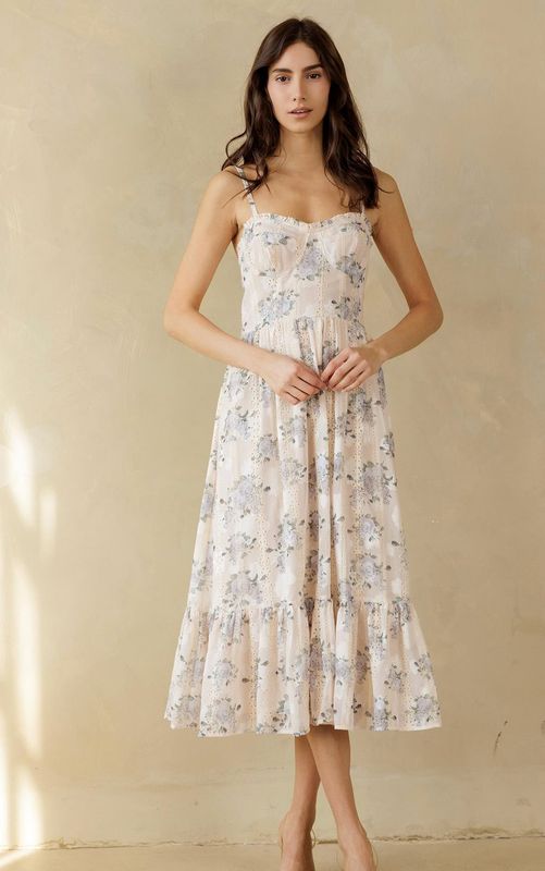 lizzie blush floral midi dress