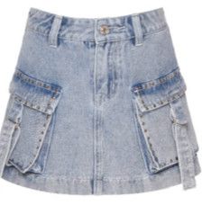 denim cargo skirt