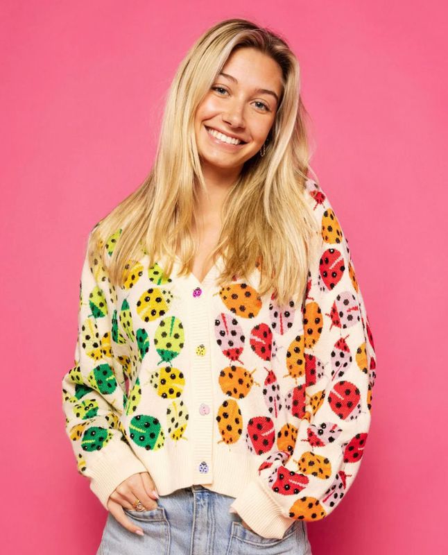 rainbow lady bug cardigan