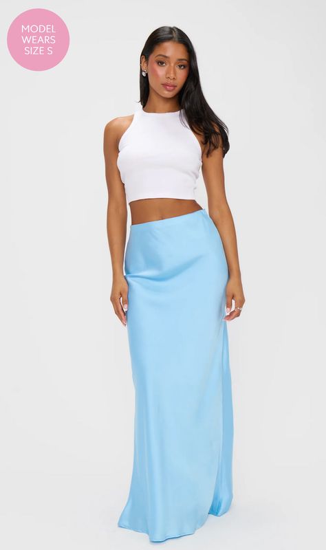 maxi slip skirt- baby blue