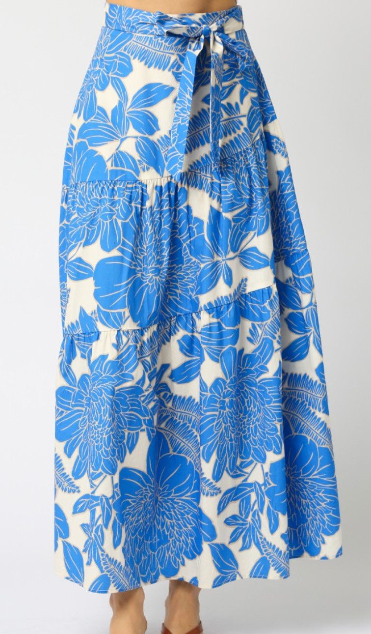 elena floral maxi skirt- blue