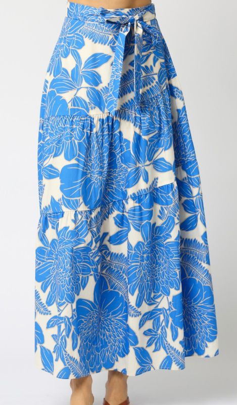 elena floral maxi skirt- blue
