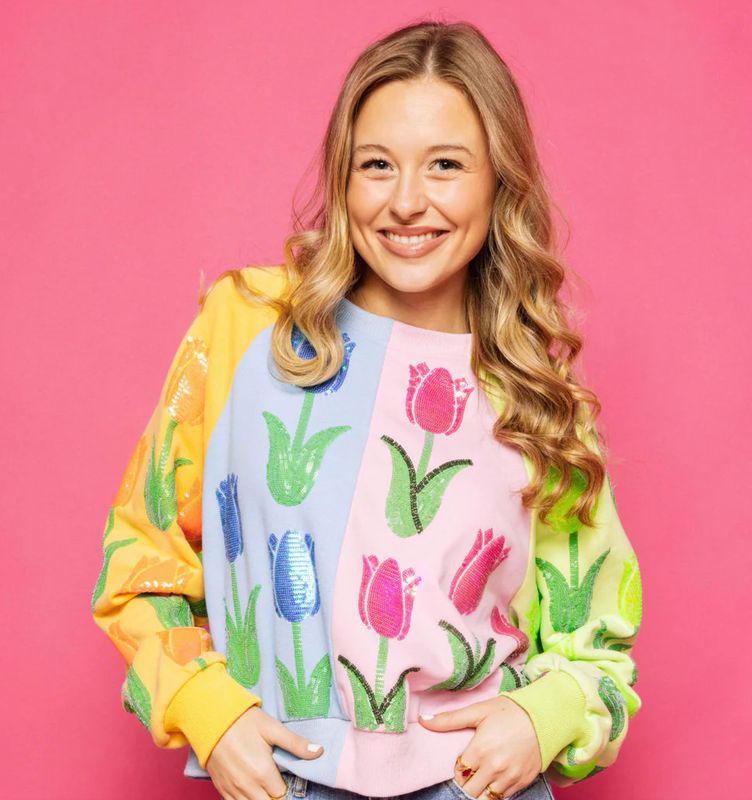 colorblock tulip sweatshirt