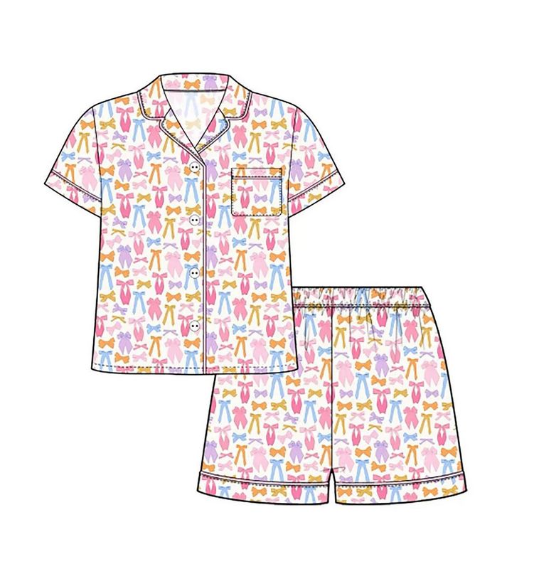 bow print loungewear set