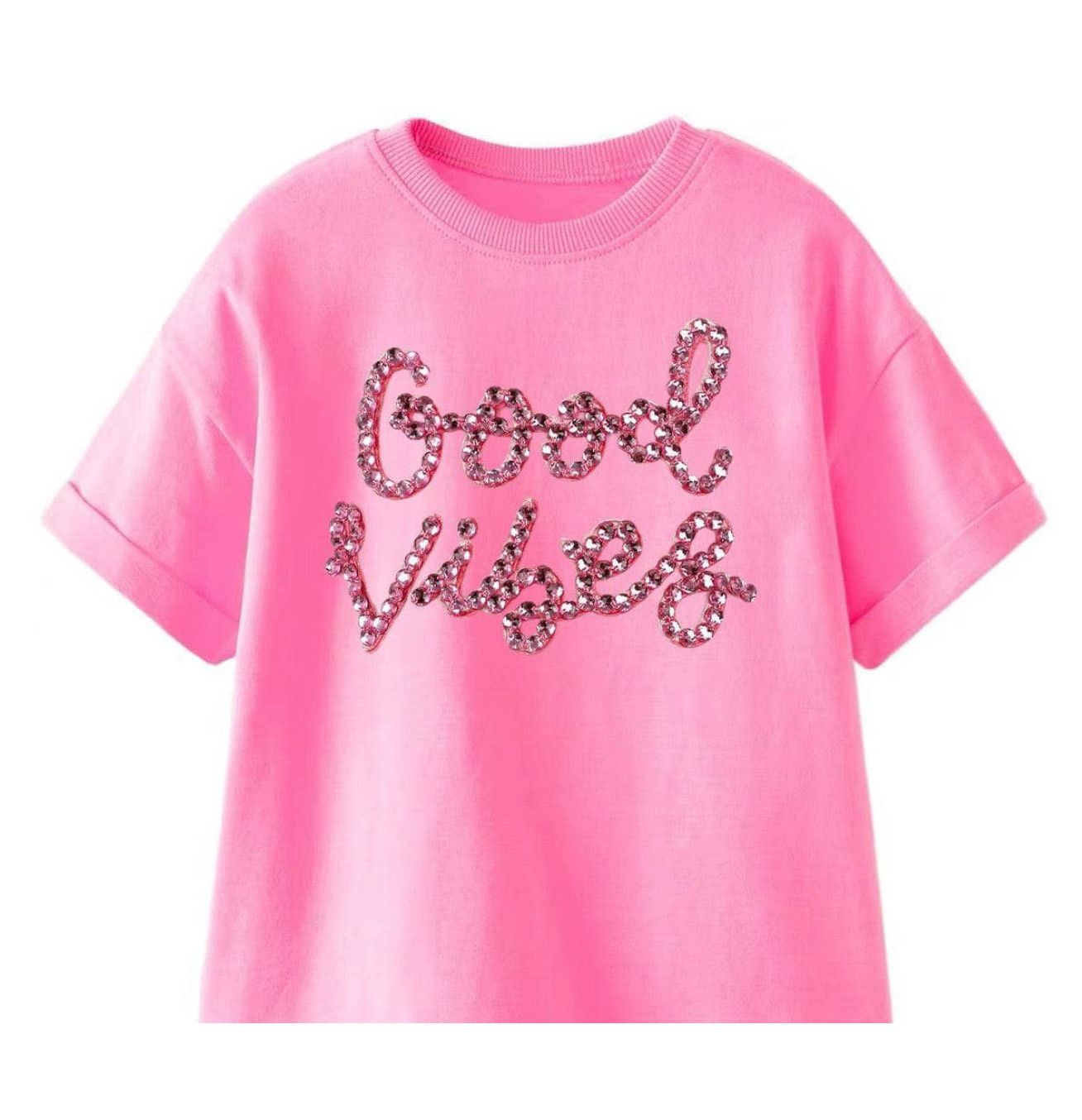 good vibes crystal tee- pink