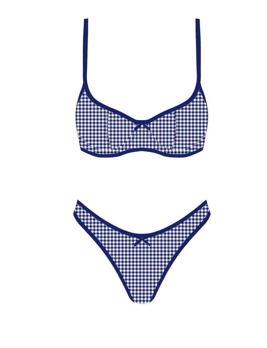 blue checkered bikini