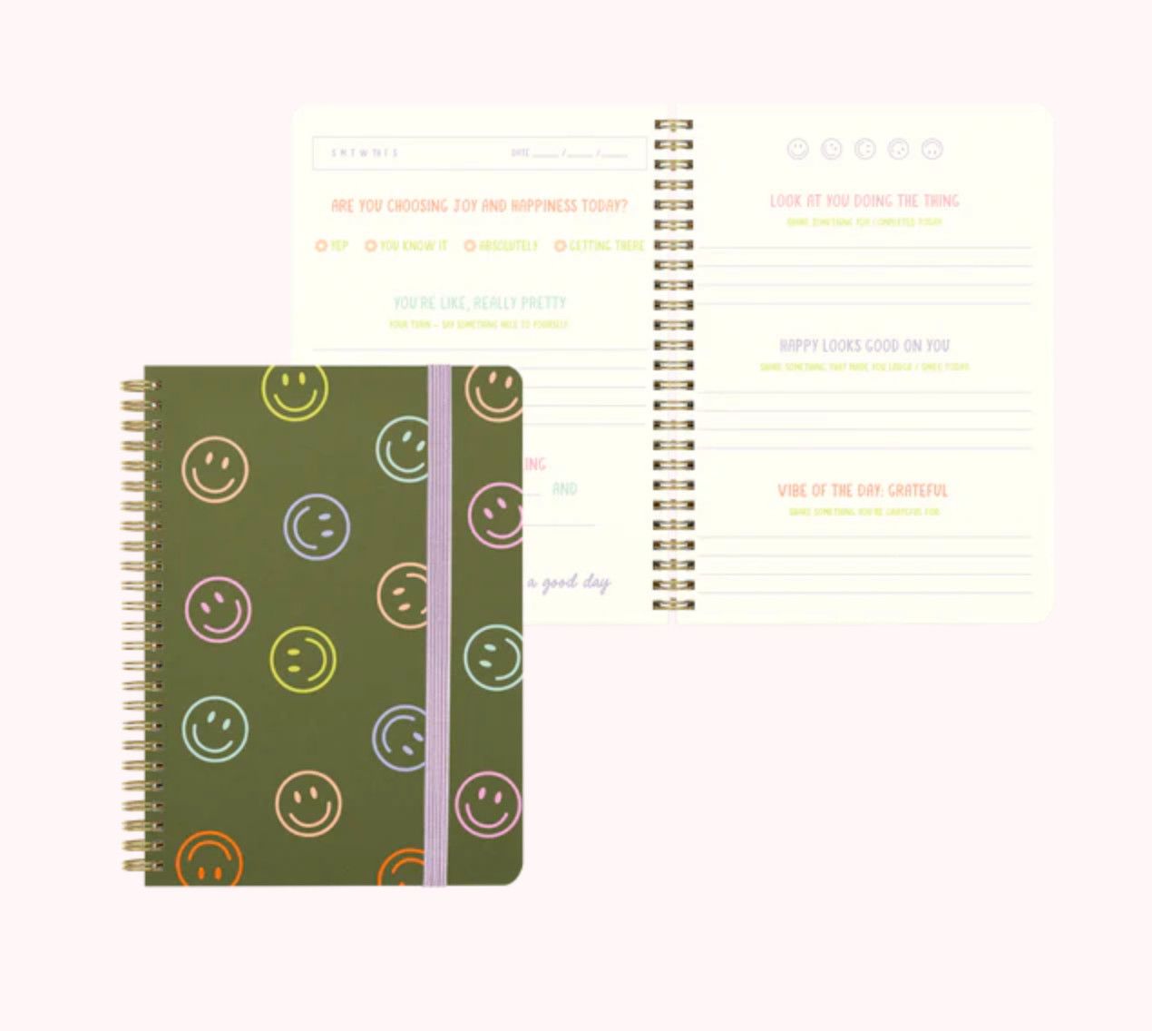 mini gratitude journal- green smiley