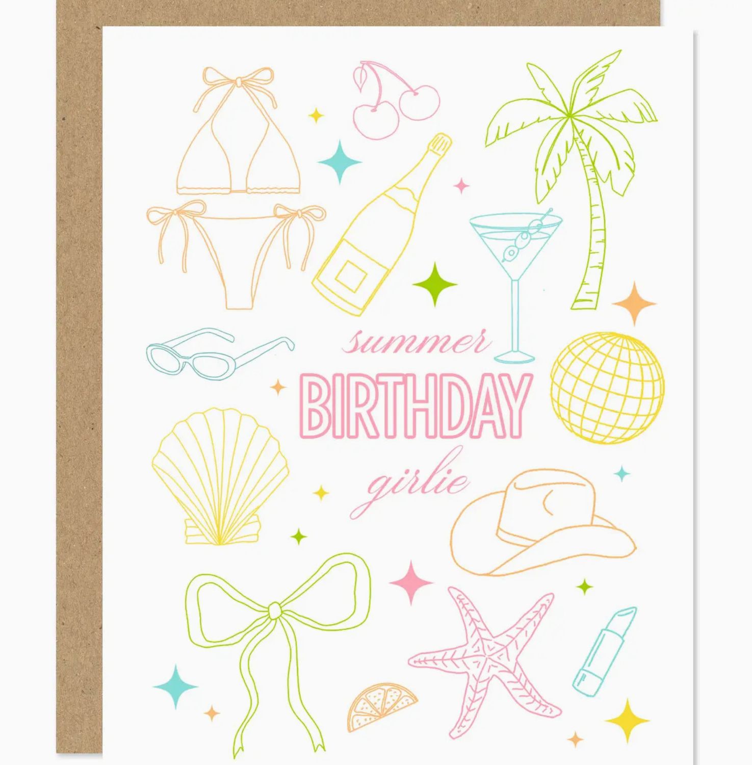 summer birthday girlie card