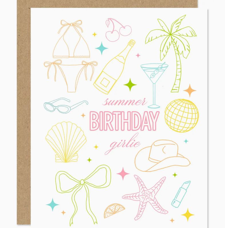 summer birthday girlie card