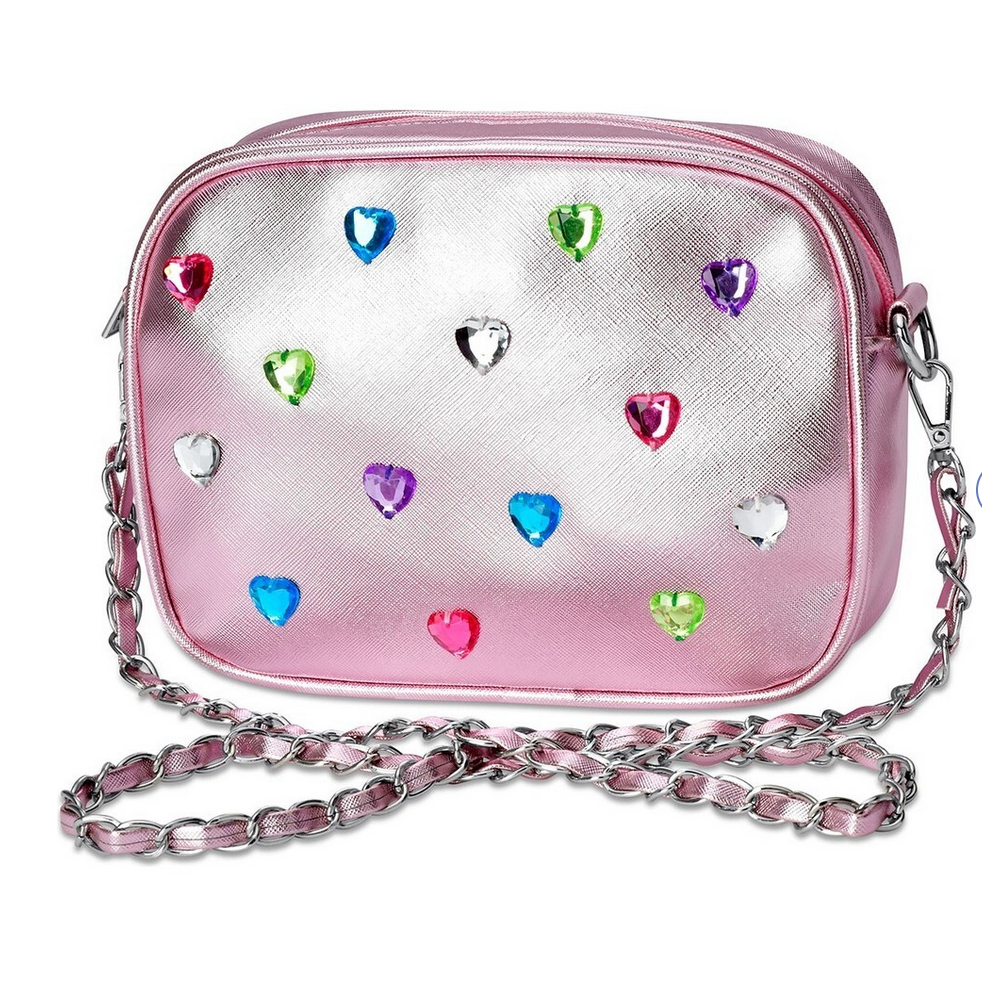 gem crossbody purse, Color: pink hearts