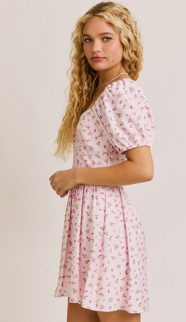 holland floral mini dress- pink