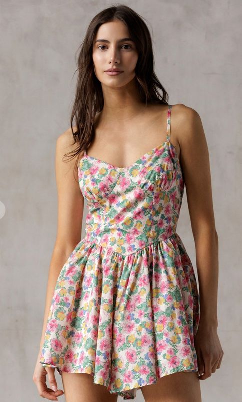 bradley floral romper- pink multi