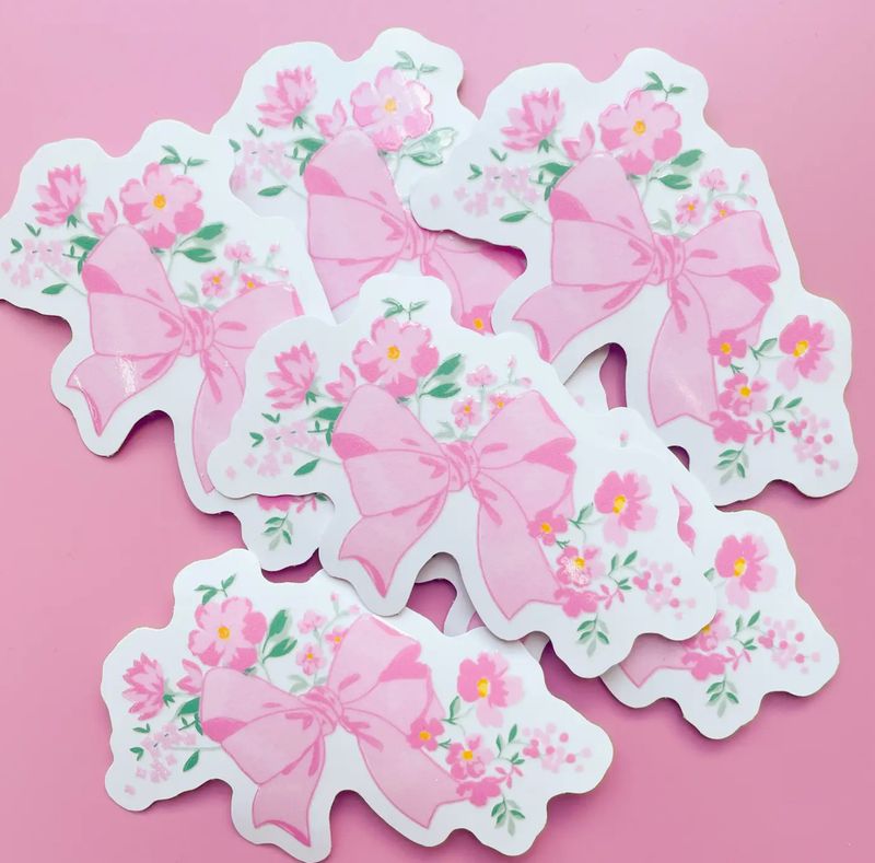 coquette floral bow sticker
