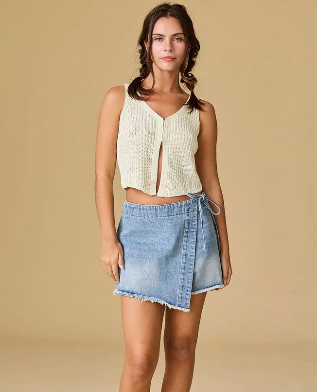 brandy side tie jean skort