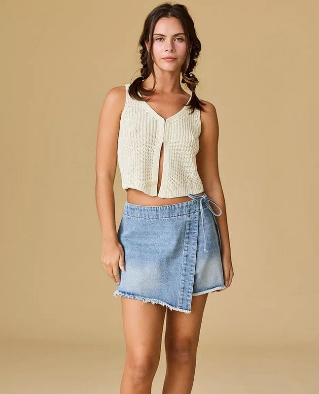 brandy side tie jean skort