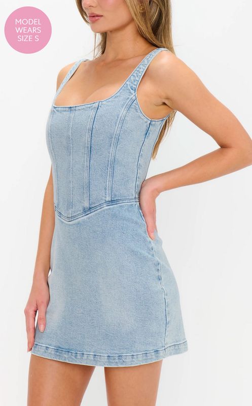 corset mini dress- misty morning