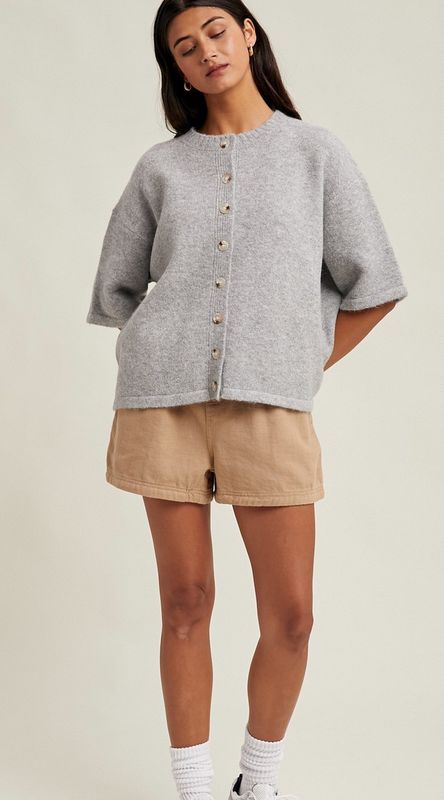 boxy short sleeve cardigan
