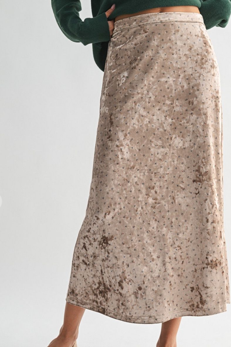velvet ditsy floral skirt