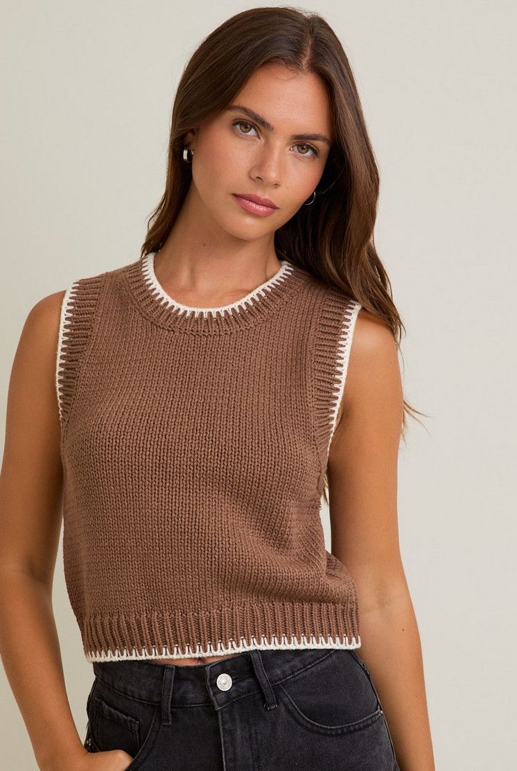 mocha ivory sweater vest