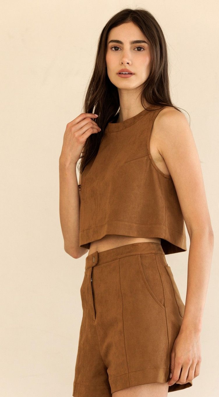 suede cutie set- camel