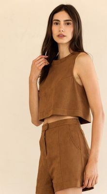 suede cutie set- camel