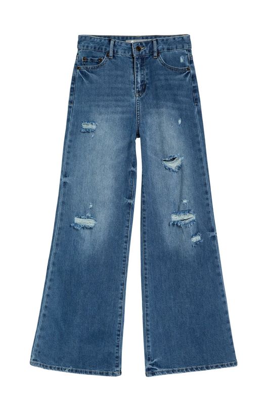 wide leg w/ destruction jeans