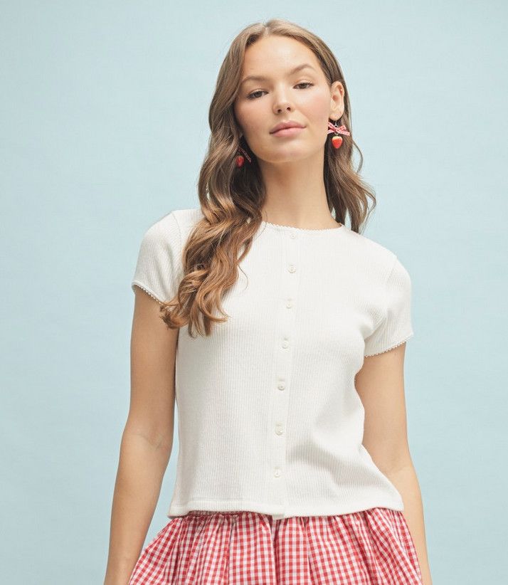 ribbed ss cardigan- off white