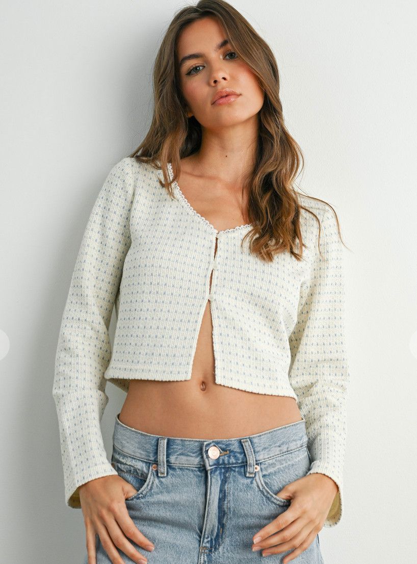 lordes cropped cardigan- ivory multi