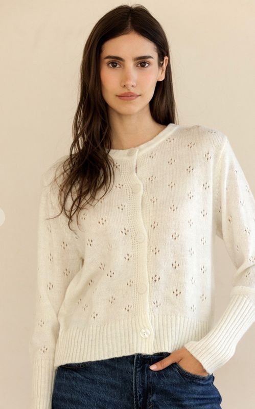 hudson eyelet cardigan- ivory