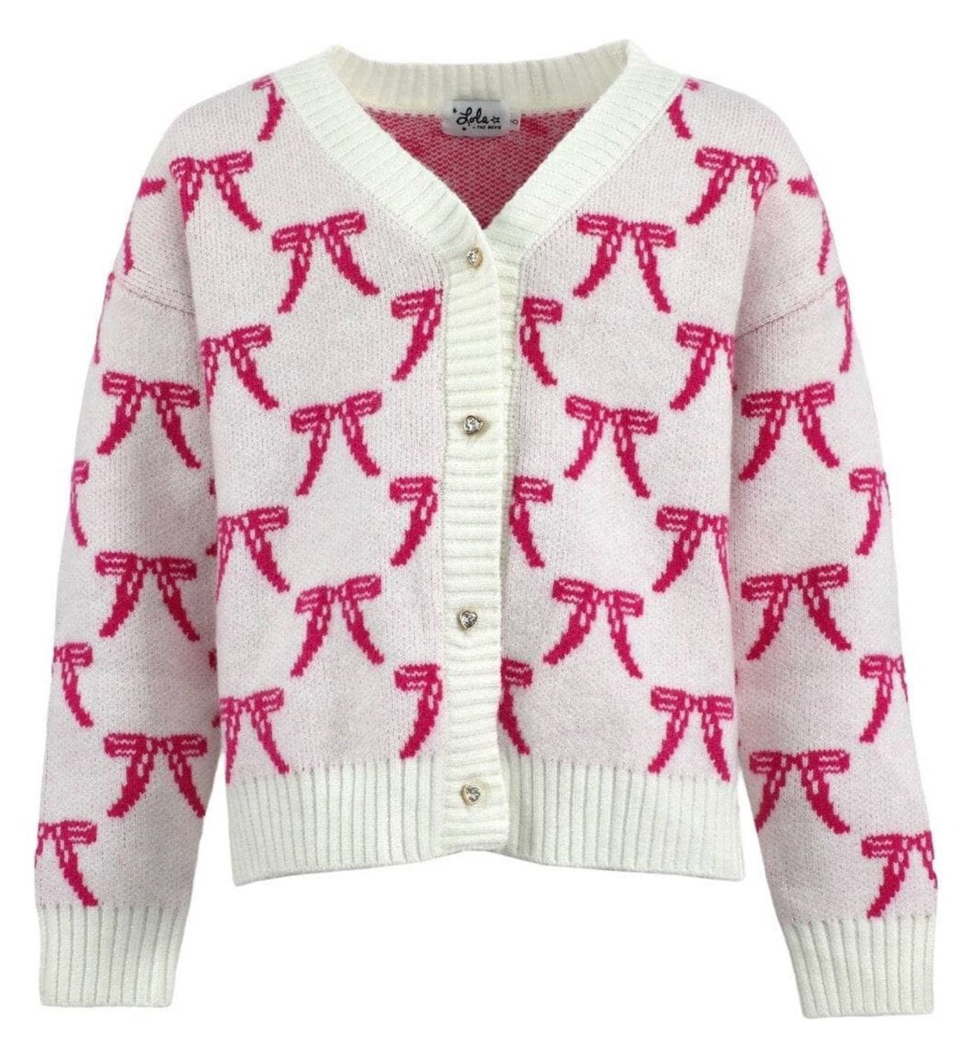 pretty in pink bow cardigan