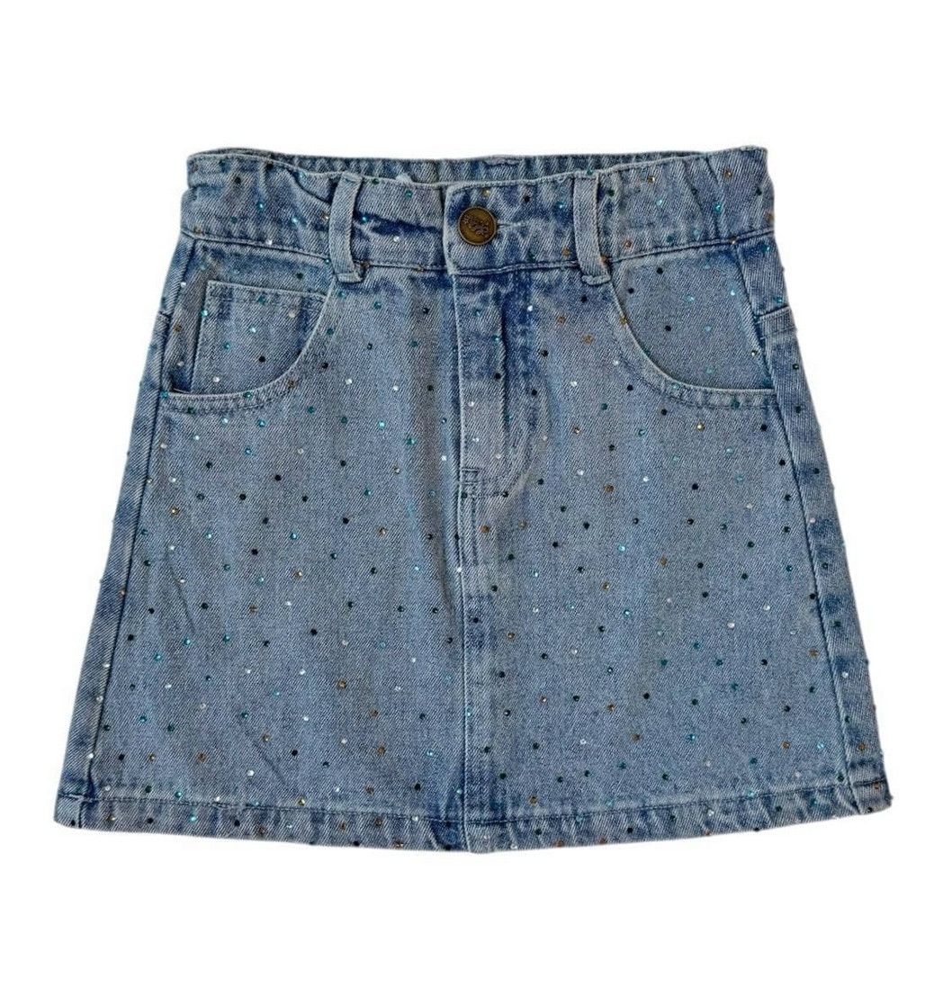 rainbow sparkle denim skirt