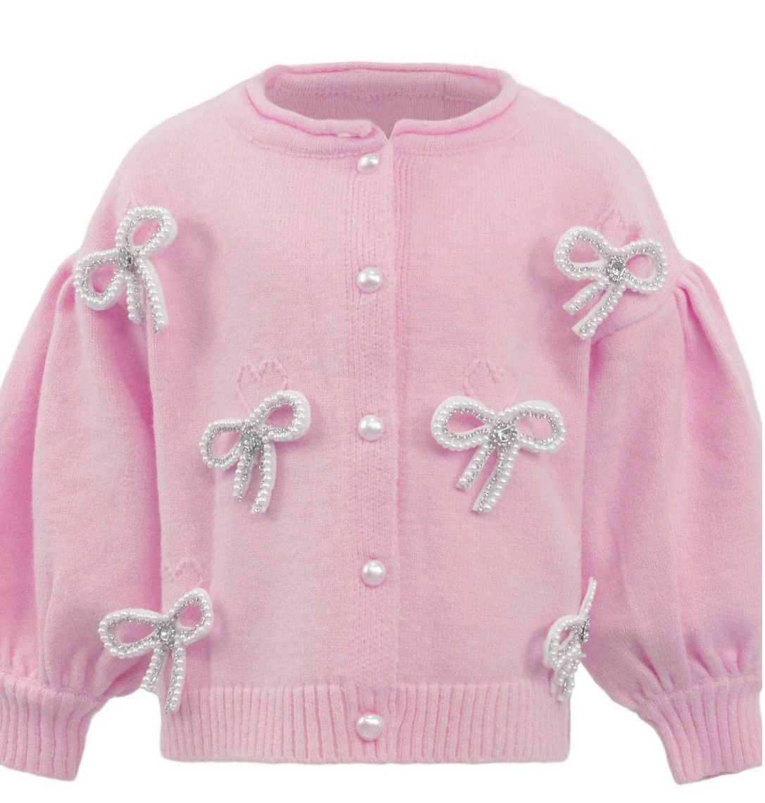 pearl bow cardigan