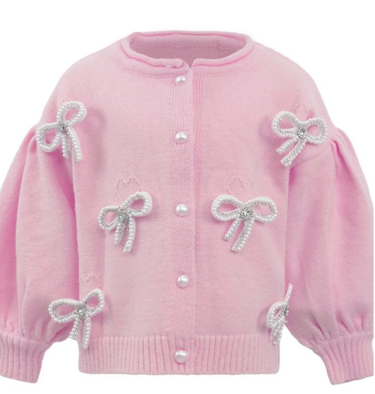 pearl bow cardigan