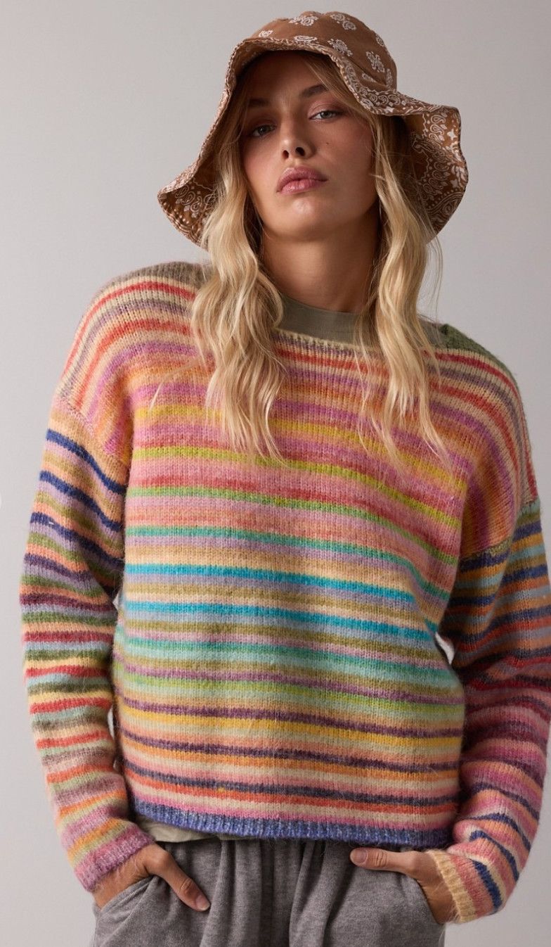 rainbow sweater- sky/purple