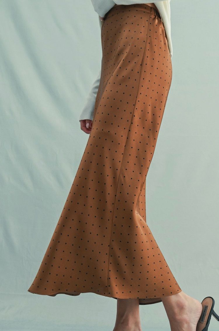 micro dot maxi skirt- chocolate