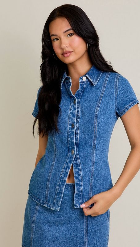 button front denim top