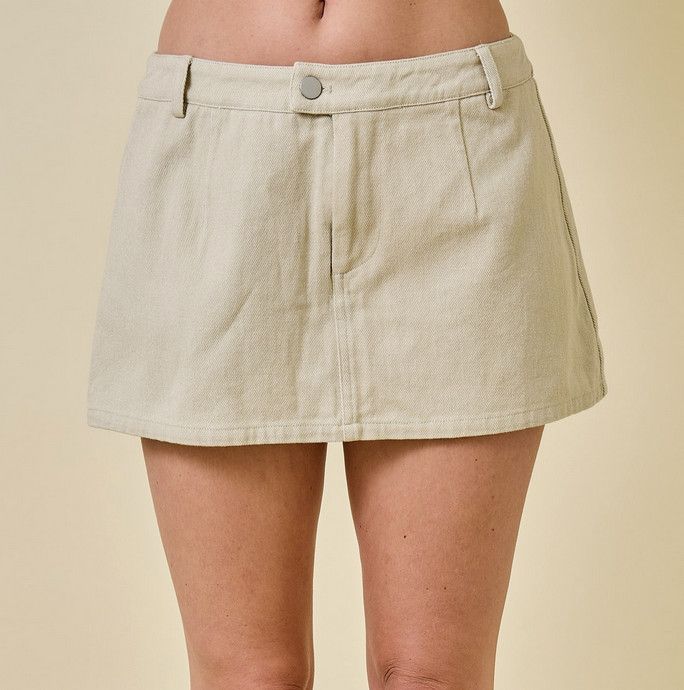 ecru denim skort
