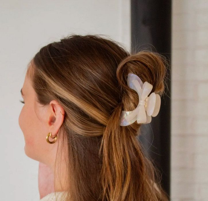 opal bow claw clip