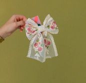sheer floral bow barrette