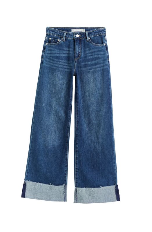 wide leg w/ cuff- indigo