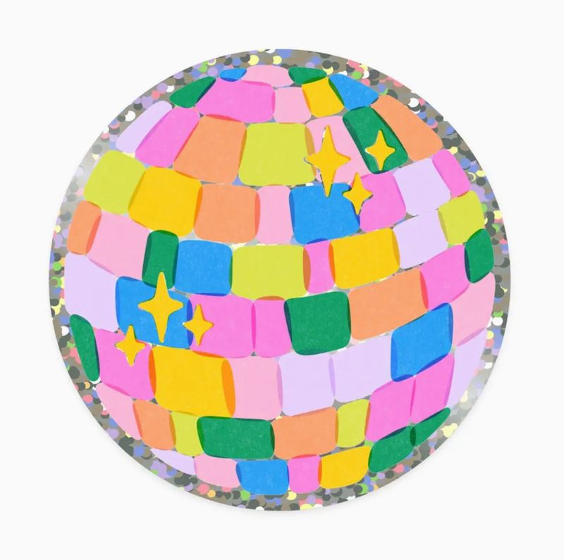 glitter disco ball sticker