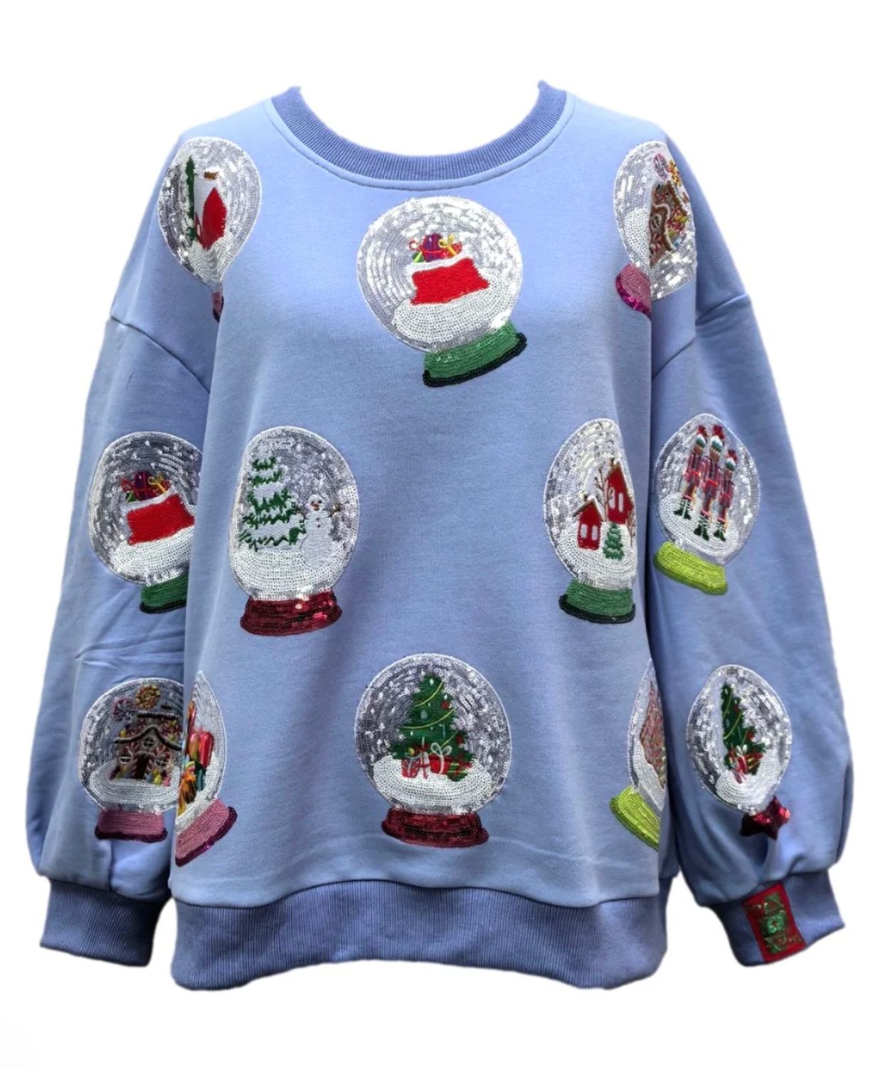 snow globe sweatshirt- powder blue